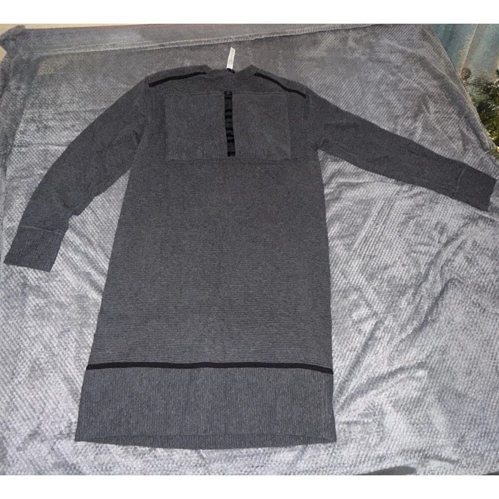 Lululemon On Repeat Dress Size 6 Dark Gray Black Removable Collar - Picture 13 of 16